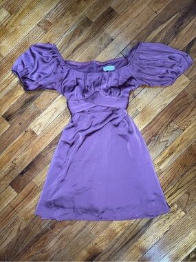 Altar’d State Raella Purple Puff-Sleeve Mini Dress
